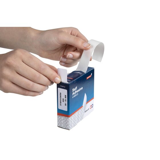 QuikStik Removable Adhesive Label Dispenser Rectangle 19 x 40mm White Pack of 450