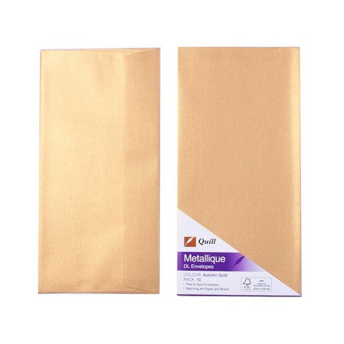 Quill Metallique Envelope 120gsm DL Autumn Gold Pack of 10