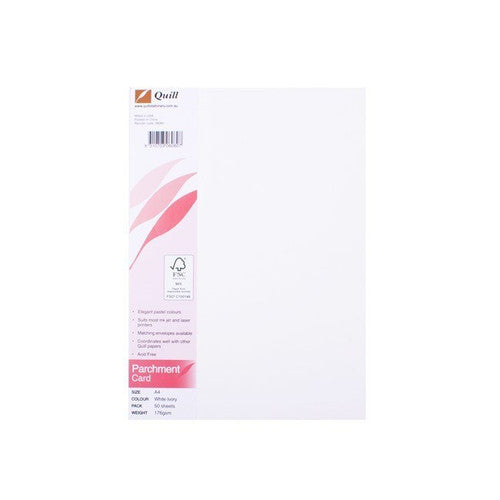 Quill Parchment Board 176gsm A4 White Pack of 50