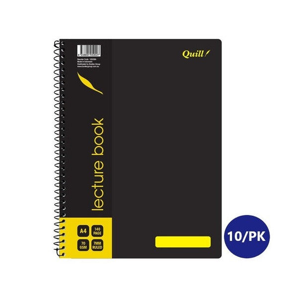 Quill Q Series Lecture Book 70gsm PP A4 140 Pages Black Pack of 10