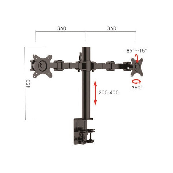 Rapidline Revolve Pole Mounted Dual Monitor Arm Black