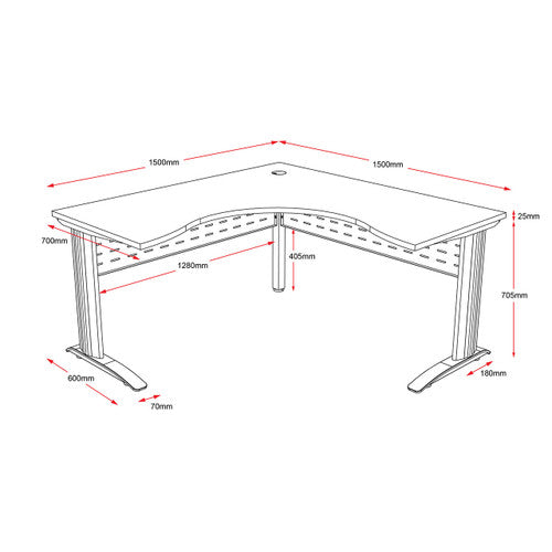 Rapidline Rapid Span Corner Workstation 1500 x 1500 x 700mm Natural White / White Satin