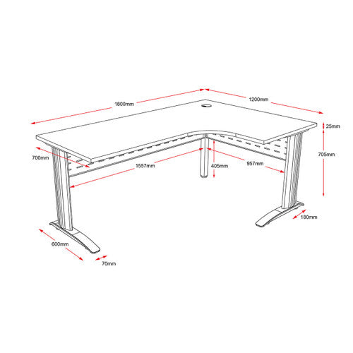 Rapidline Rapid Span Corner Workstation 1800 x 1200 x 700mm Natural White / Precious Silver