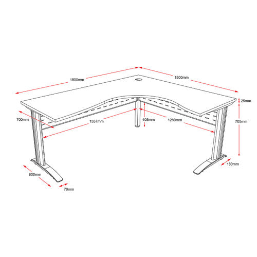Rapidline Rapid Span Corner Workstation 1800 x 1500 x 700mm Beech / White Satin