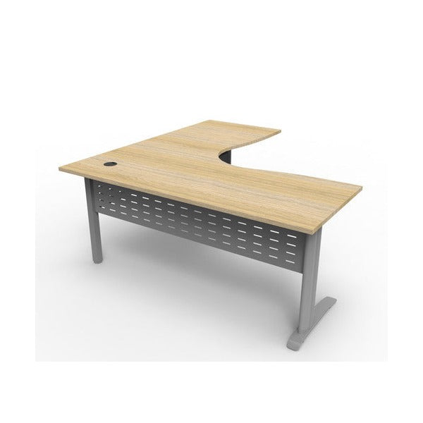 Rapidline Deluxe Rapid Span Corner Workstation 1800 x 1800 x 750mm Natural Oak / Precious Silver