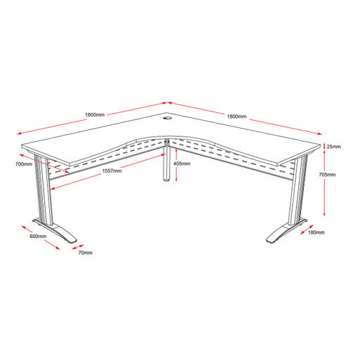 Rapidline Rapid Span Corner Workstation 1800 x 1800 x 700mm Beech / Precious Silver