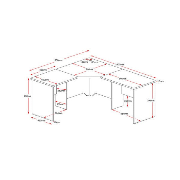 Rapidline Rapid Worker Corner Workstation 1800 x 1500 x 600mm Beech / Ironstone