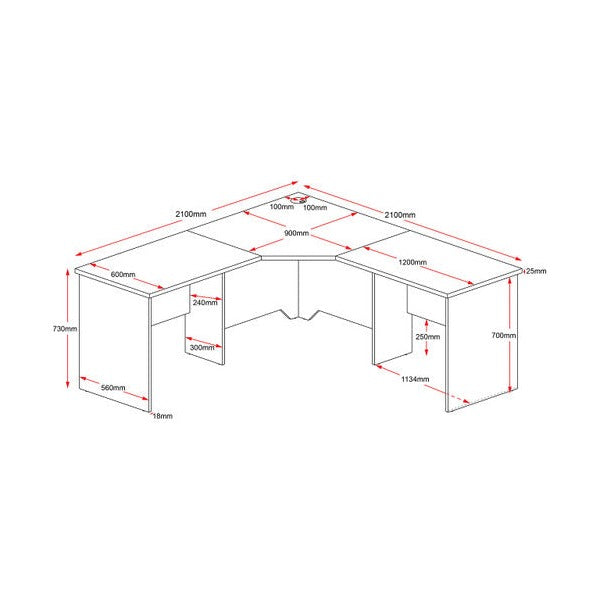 Rapidline Rapid Worker Corner Workstation 2100 x 2100 x 600mm Beech / Ironstone