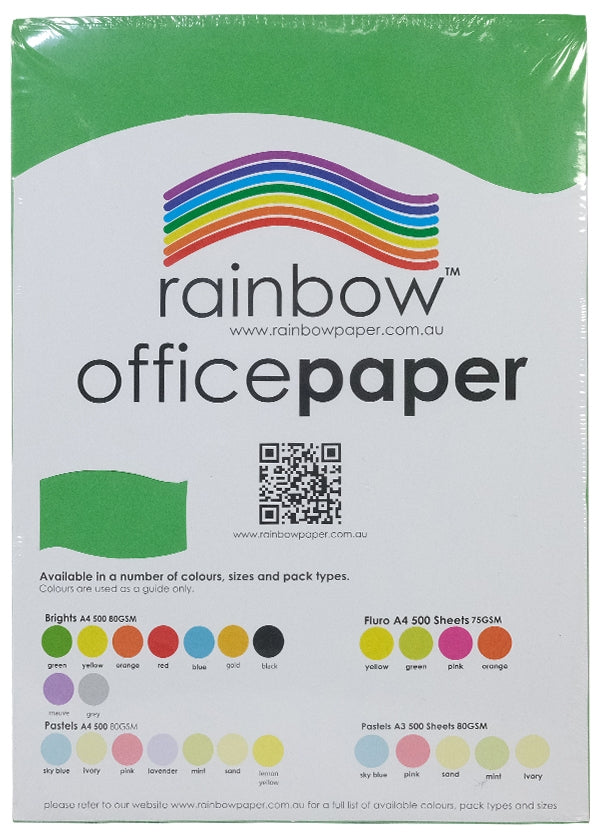 Rainbow Office Paper A4 80gsm Bright Assorted Pack of 500