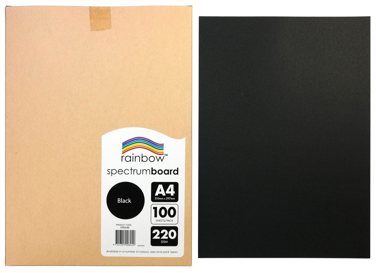 Rainbow Spectrum Board A4 220gsm Black Pack of 100