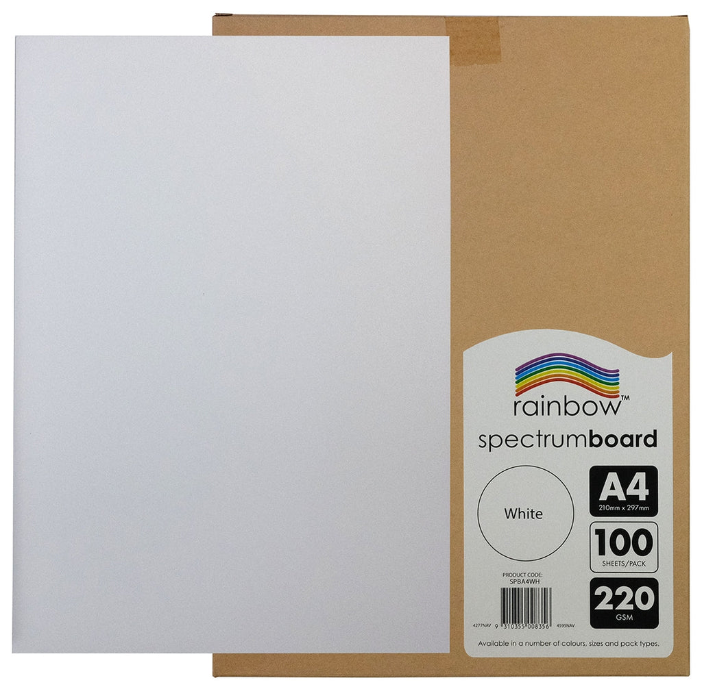 Rainbow Spectrum Board A4 220gsm White Pack of 100