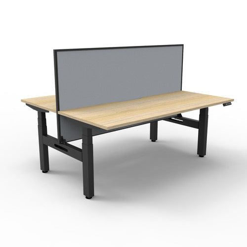 Rapidline Boost Plus Back to Back Workstation 1200 x 750mm with Screen Natural Oak / Black Satin