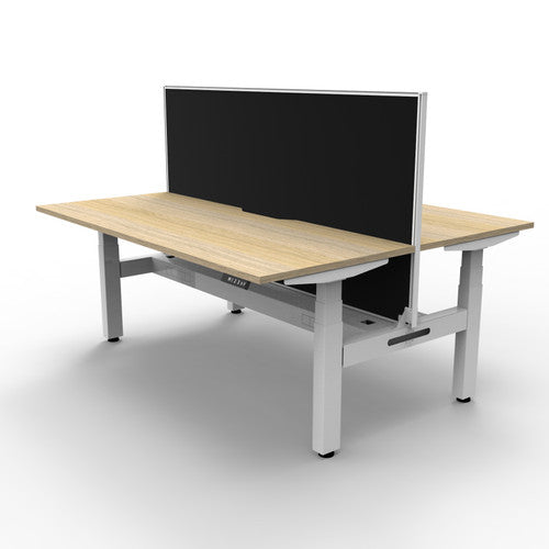 Rapidline Boost Plus Back to Back Workstation 1500 x 750mm with Screen and Cable Tray Natural Oak / White Satin