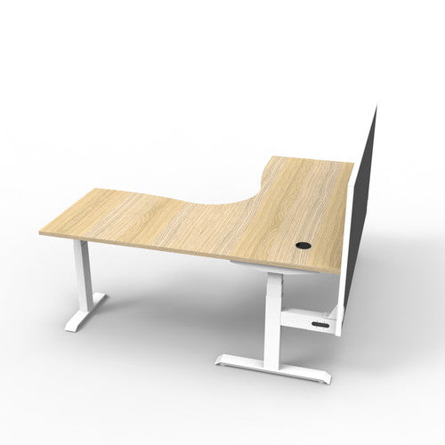 Rapidline Boost Plus Corner Workstation 1800 x 1500 x 750mm with Screen Natural Oak / White Satin