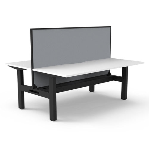 Rapidline Boost Static Back to Back Workstation 1500 x 750mm with Screen and Cable Tray Natural White / Black Satin
