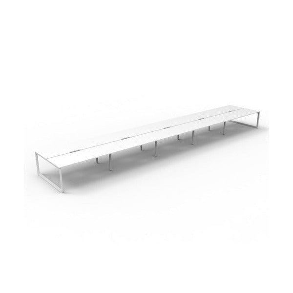 Rapidline Deluxe Infinity Back to Back 10 Person Workstation Loop Leg 1200 x 750mm Natural White / White Satin