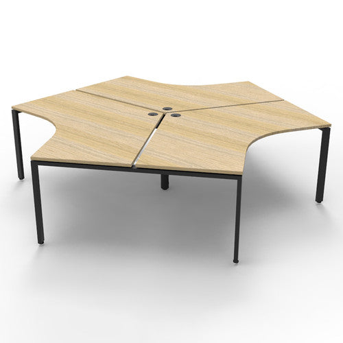Rapidline Deluxe Infinity 3 Person 120 Degree Workstation Profile Leg without Screen Natural Oak / Black