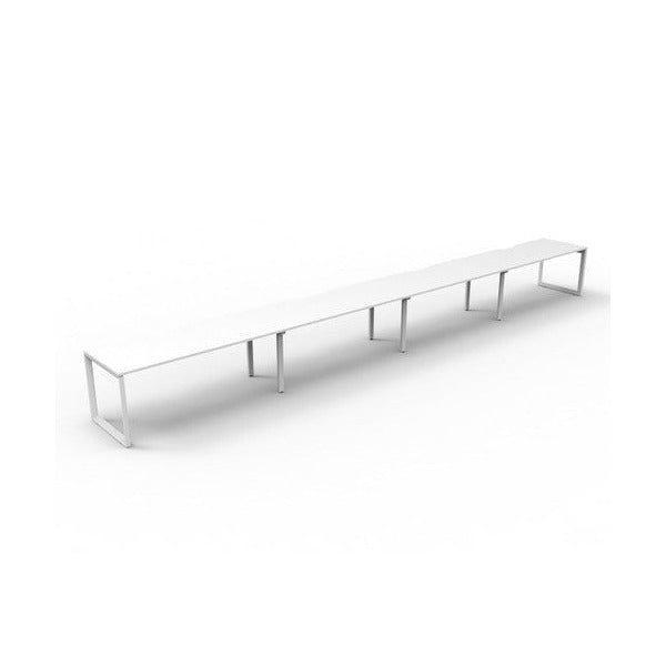 Rapidline Deluxe Infinity Single Sided 4 Person Workstation Loop Leg 1800 x 750mm Natural White / White Satin
