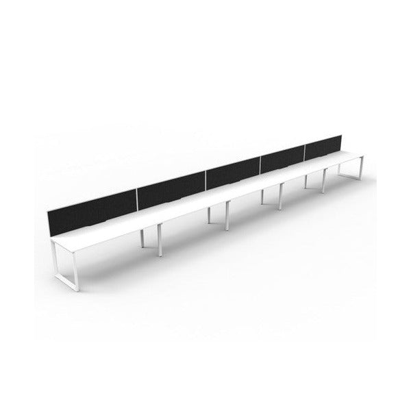 Rapidline Deluxe Infinity Single Sided 5 Person Workstation Loop Leg 1500 x 750mm with Screen Natural White / White Satin