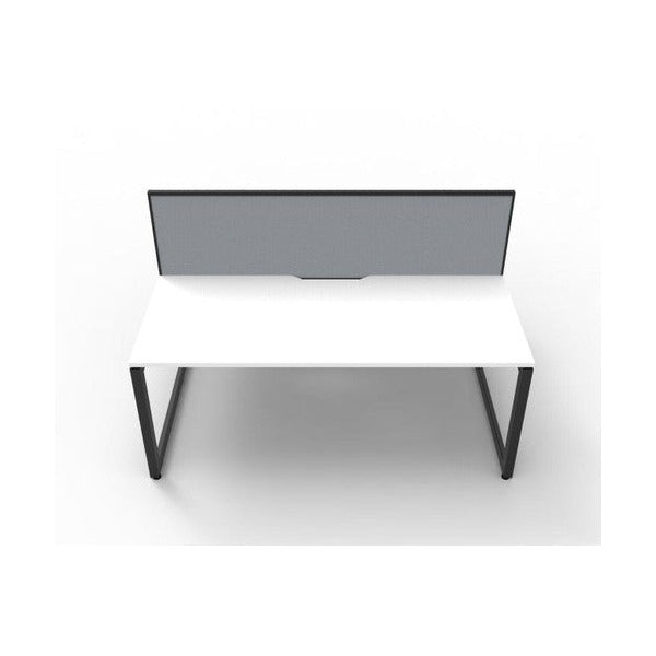 Rapidline Deluxe Infinity Back to Back 2 Person Workstation Loop Leg 1800 x 750mm with Screen Natural White / Black Satin