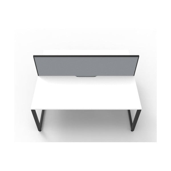 Rapidline Deluxe Infinity Back to Back 2 Person Workstation Loop Leg 1800 x 750mm with Screen Natural White / Black Satin