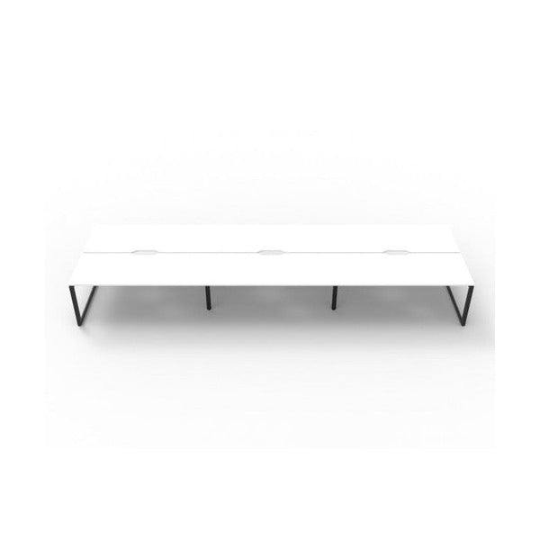 Rapidline Deluxe Infinity Back to Back 6 Person Workstation Loop Leg 1800 x 750mm Natural White / Black Satin
