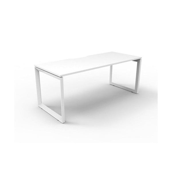 Rapidline Deluxe Infinity Single Sided Workstation Loop Leg 1800 x 750mm Natural White / White Satin