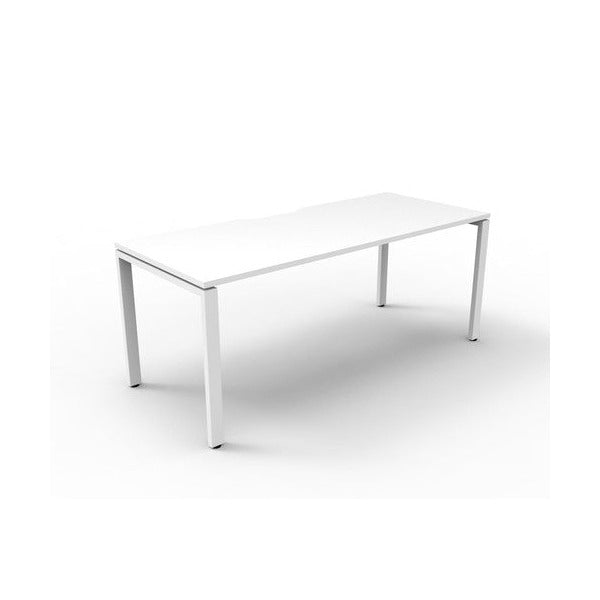 Rapidline Deluxe Infinity Single Sided Workstation Profile Leg 1200 x 750mm Natural White / White Satin