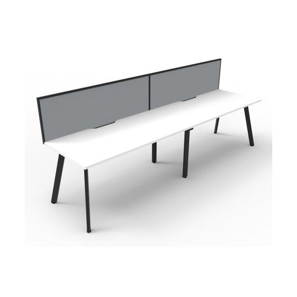 Rapidline Eternity Single Sided 2 Person Workstation 1200 x 750mm with Screen Natural White / Black Satin