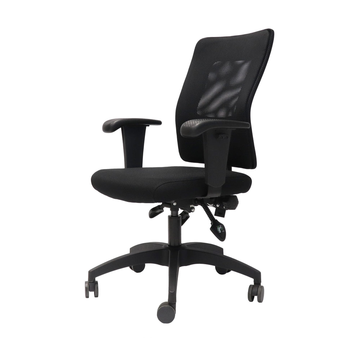 Rapidline AM100 Medium Mesh Back Operator Chair with Arms Black Fabric