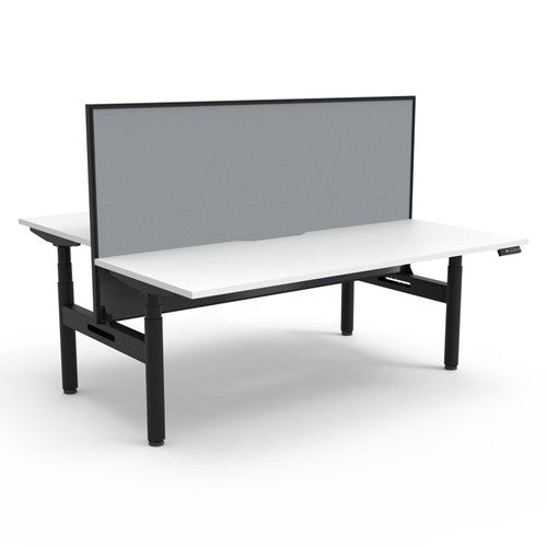 Rapidline Halo Plus Back to Back Workstation 1500 x 750mm with Screen Natural White / Black Satin