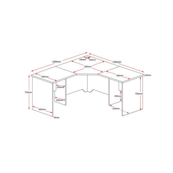 Rapidline Rapid Worker Corner Workstation 1200 x 1200 x 600mm Beech / Ironstone