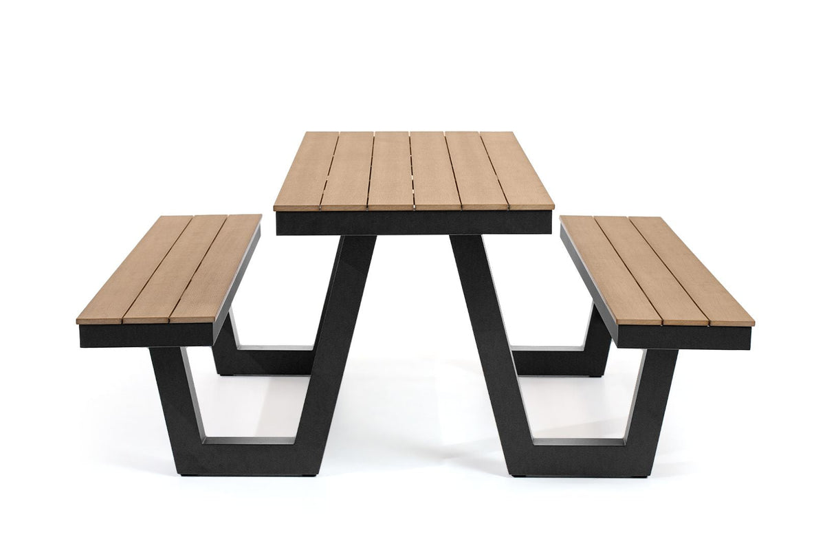 Rapidline Ridge Outdoor Picnic Table 2200 x 1900mm European Oak / Black