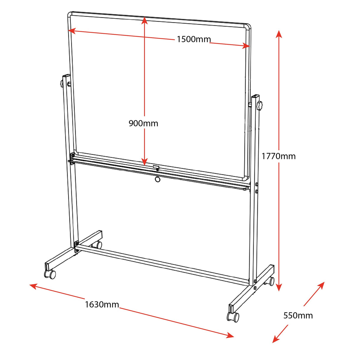 Rapidline Standard Mobile Magnetic Whiteboard 1500 x 900mm Aluminium Frame