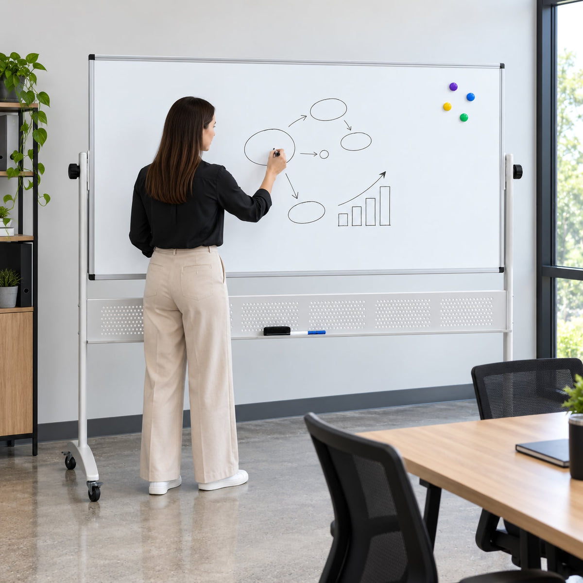 Rapidline Standard Mobile Magnetic Whiteboard 1800 x 1200mm Aluminium Frame