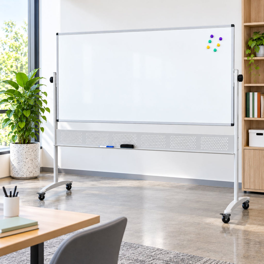 Rapidline Standard Mobile Magnetic Whiteboard 1800 x 1200mm Aluminium Frame