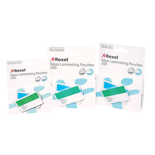 Rexel Laminating Pouch 63 x 98mm 180 Micron Gloss Pack of 50