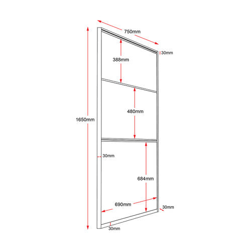 Rapidline Rapid Span Screen 750 x 30 x 1650mm Grey Upholstery