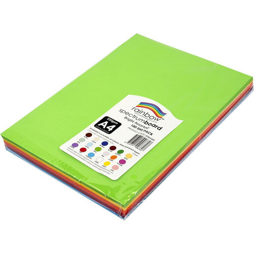 Rainbow Spectrum Board A4 220gsm Bright Assorted Pack of 100