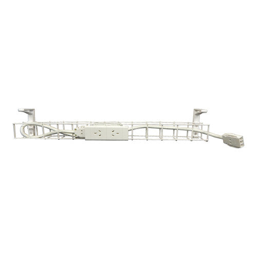Rapidline Single Tier Cable Basket Kit 1550mm 2 GPO 2.5m Interconnecting Lead White