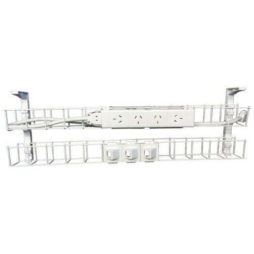 Rapidline Dual Tier Cable Basket Kit 1550mm 4 GPO 3 Data 2.5m Interconnecting Lead Black