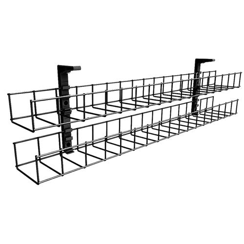 Rapidline Dual Tier Cable Basket Kit 950mm 4 GPO 2 Data 1.5m Interconnecting Lead Black