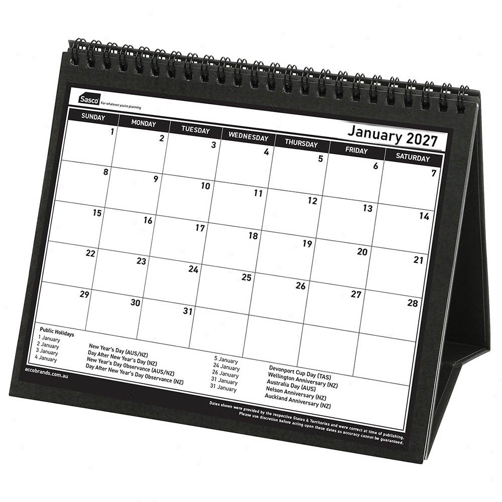 Sasco 2027 Tri-Fold Desk Calendar 210 x 180mm