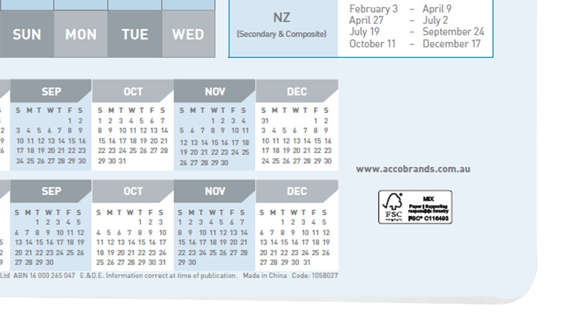 Sasco 2027 Standard Year Planner 870 x 610mm