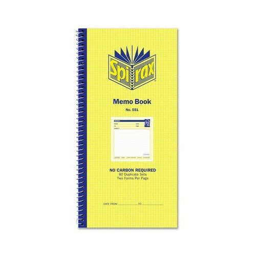 Spirax Carbonless Memo Book 80 Duplicate Sets