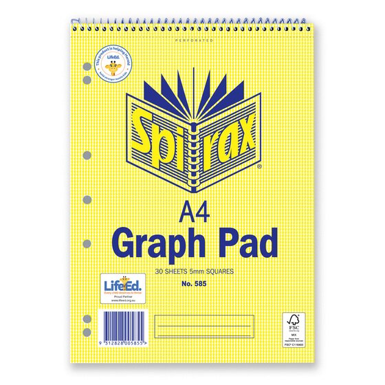 Spirax Graph Book A4 5mm Grid 30 Leaf