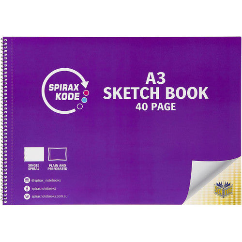 Spirax Kode Sketchbook A3 40 Page Purple Box of 10
