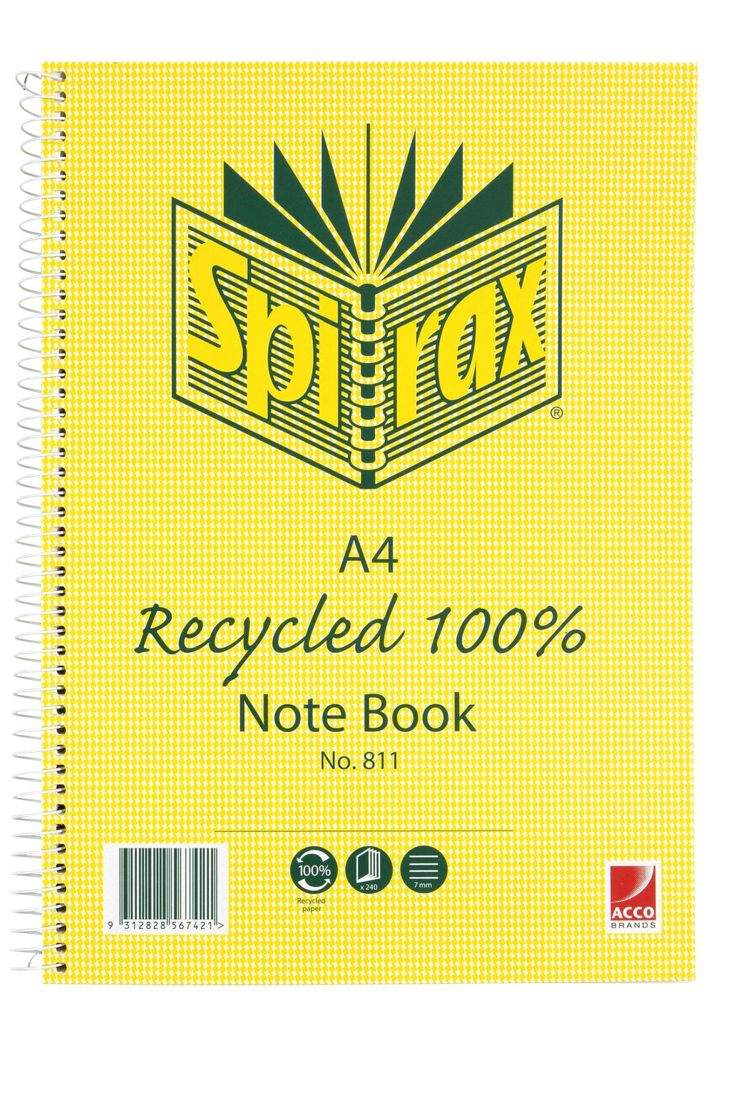 Spirax Recycled Notebook A4 240 Pages