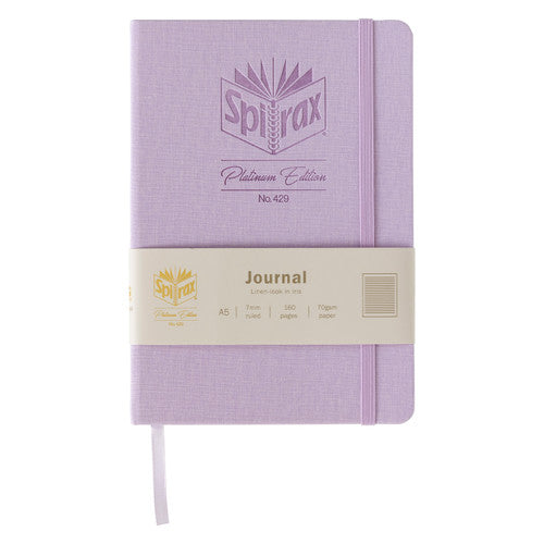 Spirax Platinum Journal Linen-Look A5 160 Page 7mm Lined Iris Pack of 10