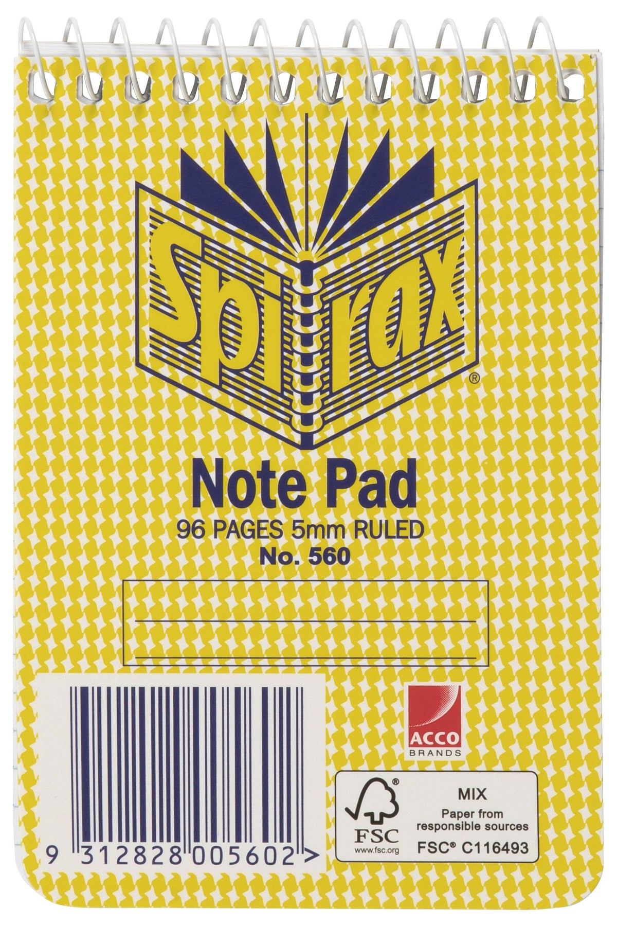Spirax Notebook Top Opening 112 x 77mm 96 Page Pack of 5